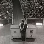 Lynchburg Baptist College holds its first graduation ceremony in the main sanctuary of Thomas Road Baptist Church on May 22, 1974.