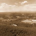 Aerial view from Liberty Mountain looking down on campus in May 1977.