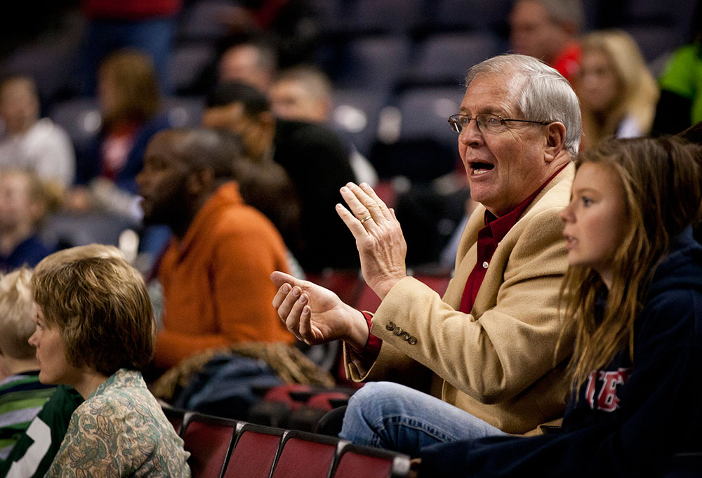 Terry Falwell is the community liaison at the Visitor’s Center and one of the Flames’ biggest fans.