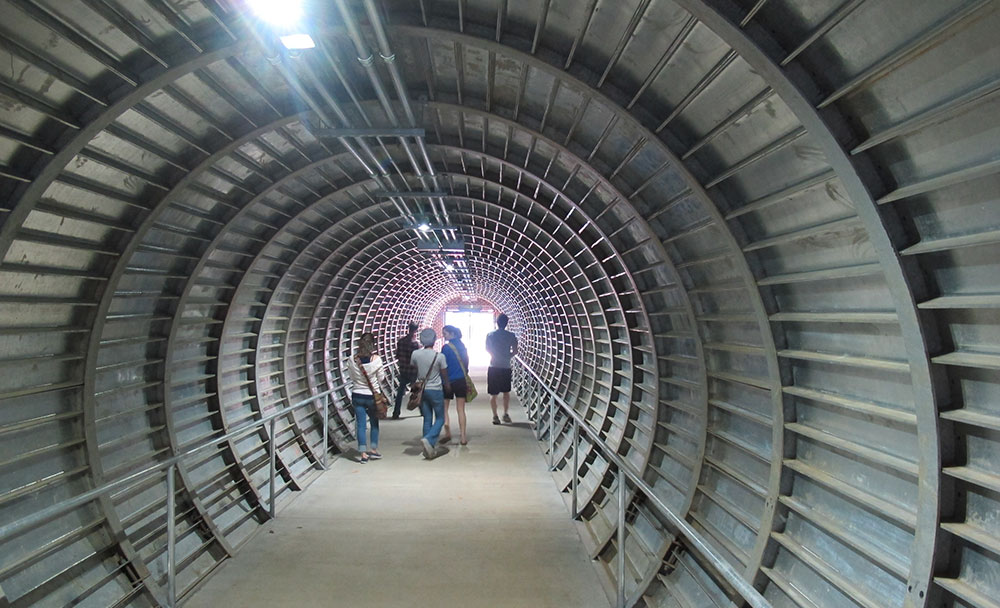 A view from inside the pedestrian tunnel.