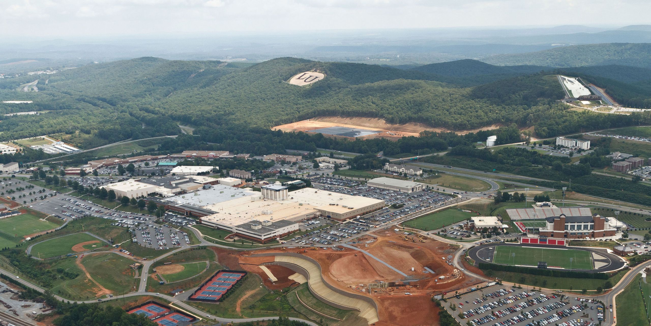 aerial view of campus in 2012