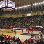 2012 - Liberty hosts the College of William & Mary at the Vines Center, where 10,000 fans can watch games on high-definition video scoreboards.
