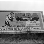 1981- A billboard advertises Liberty’s football program.
