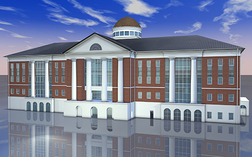 An artist's rendering of Liberty's new Center for Medical and Health Sciences.