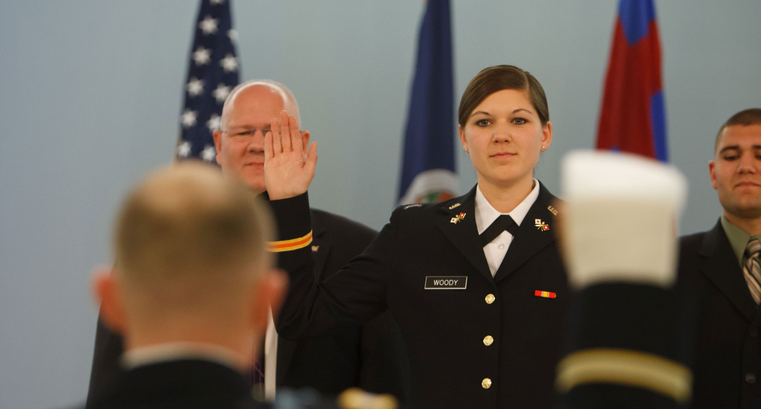 A military graduate is commissioned.