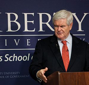 Newt Gingrich speaks at Liberty University.