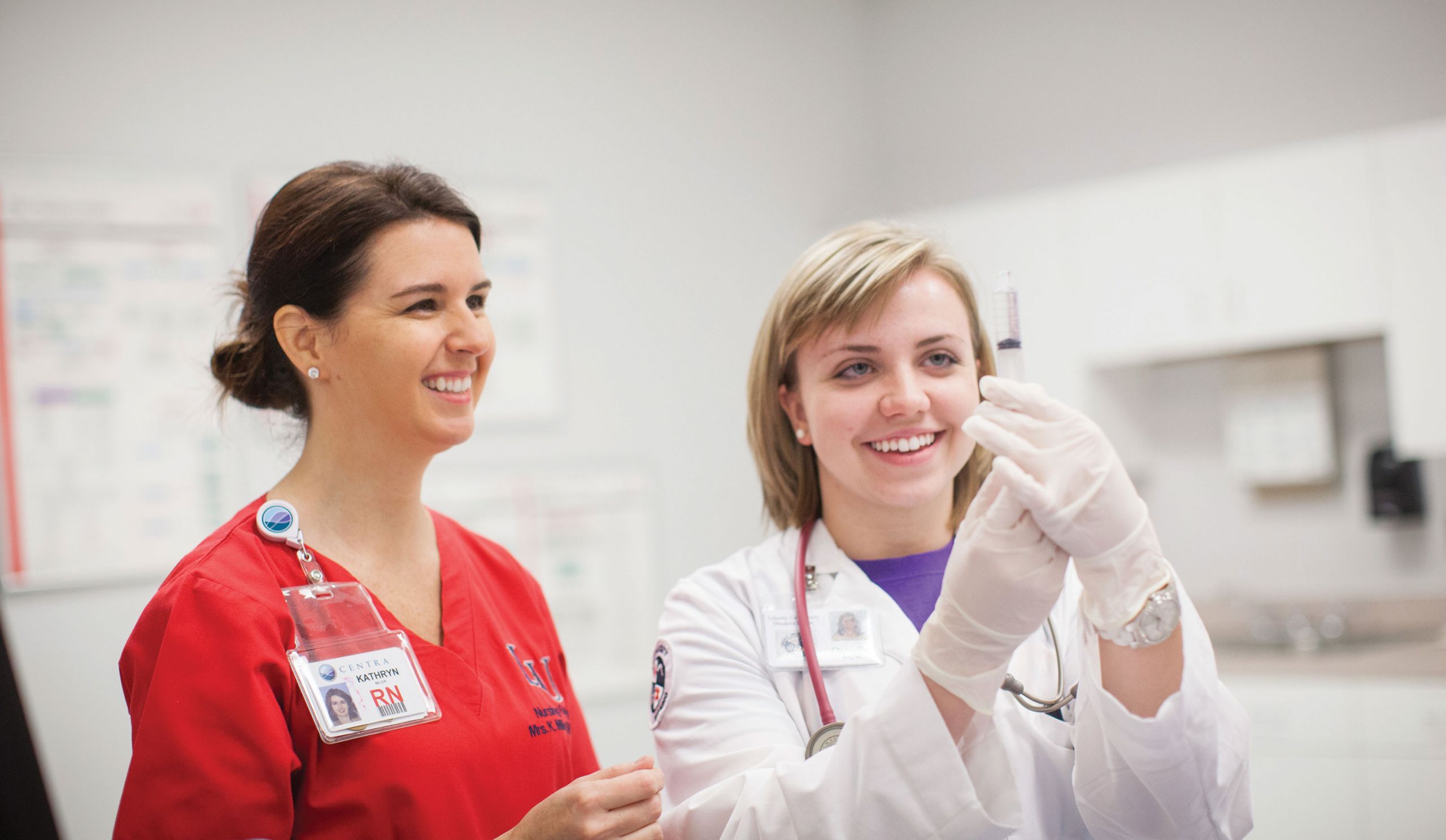 A professor and student in Liberty University's nursing program.