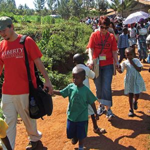 Liberty University staff and students on a service trip to Rwanda.
