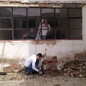 Liberty students take on a service project during a spring break trip to Spain.