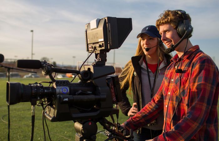 Students help cover a sporting event for LFSN.