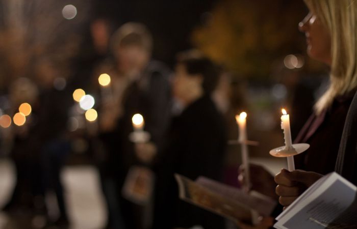 A prayer vigil is held on Liberty's campus.
