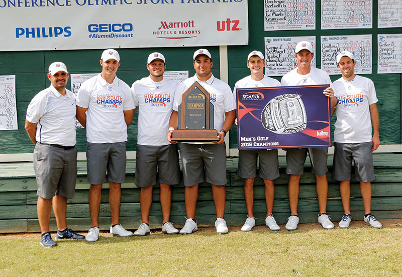 Liberty University's 2016 Big South Champion men's golf team.