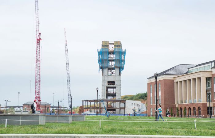 Construction progresses on Liberty University's Freedom Tower.