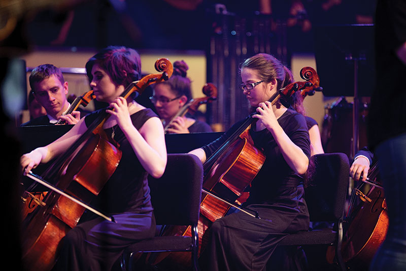 An orchestra performance at Liberty University.