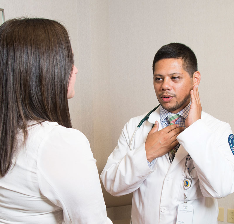 Third-year student-doctor Ernesto Enrique is working at the Danville Regional Medical Center, completing his clinical rotations.