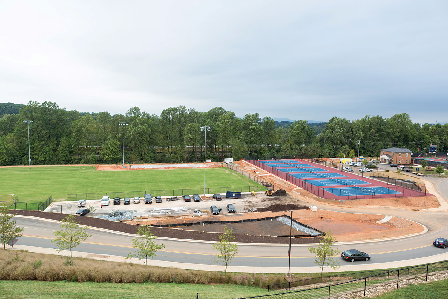 Two new practice soccer fields are next to Liberty's tennis facility, which is being upgraded.