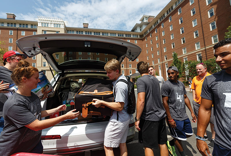 William Byron moves into his residence hall in August.