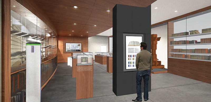 A digital screen will allow students to read particular sections of the books displayed in the Scriptorium.