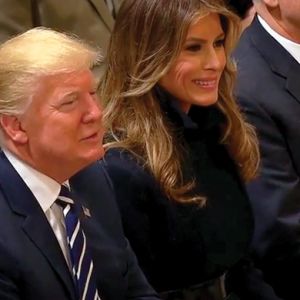 President Trump and First Lady Melania Trump react to the LU Praise performance.