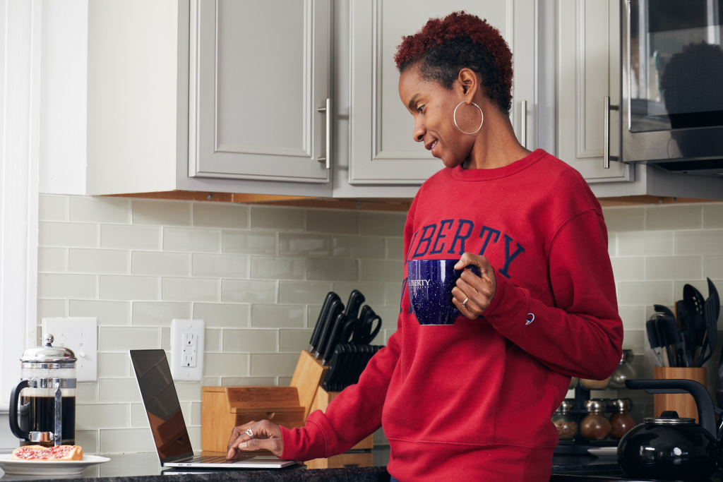 Photo of remote student using a computer