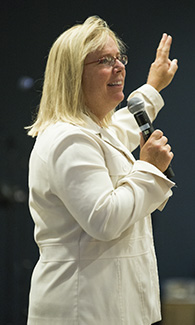 Dot Richardson, M.D., leads LUCOM Class of 2020 convocation.