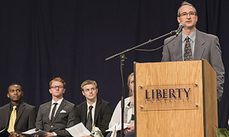 Timothy O. Leonard, M.D., Ph.D., delivers message during LUCOM Cadaver Ceremony.