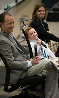 Myles Gebhardt, 6, with parents Rob and Stacy