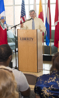 Dr. Martin speaks during cultural event.