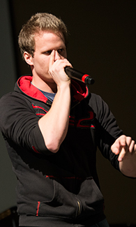 Roger Payne during his beat-boxing act.