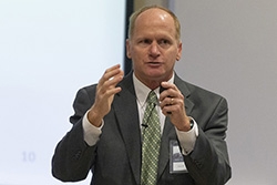 Christopher M. Reilly, PhD, presents at Liberty University College of Osteopathic Medicine during the Biomedical Frontiers Seminar Series, hosted by the Center for Research.