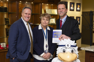 Stephen M.R. Covey, leadership pioneer, pictured with Dr. Alisa Dyson and Dr. Peter Bell.