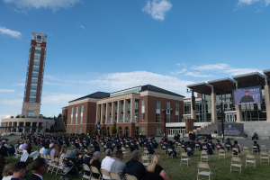LUCOM Class of 2021 graduates pictured on the Academic Lawn of Liberty University on May 14, 2021.
