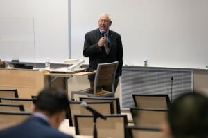 Joseph R. Johnson, DO, gives welcome remarks for Liberty University College of Osteopathic Medicine (LUCOM) hosts annual Research Day on Friday, Jan. 7, 2022.