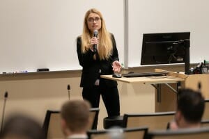 Liberty University second-year osteopathic medical student Glynn Reno gives an oral presentation during LUCOM's annual Research Day on Jan. 7, 2022.