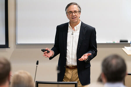 James A. Avery, MD, CMD, FAAHPM, FCCP, FACP, pictured as the guest presenter during LUCOM’s annual Medical Bioethics Symposium on March 1, 2022.