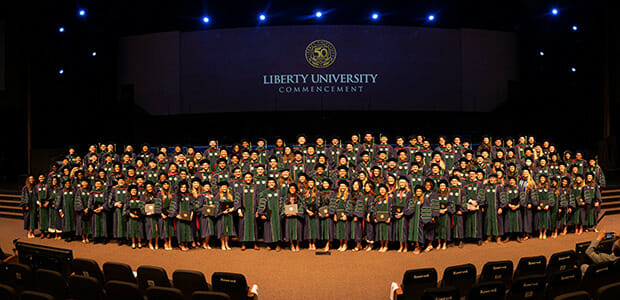 The Liberty University College of Osteopathic Medicine Class of 2022 is pictured together on Thursday, May 5, 2022.