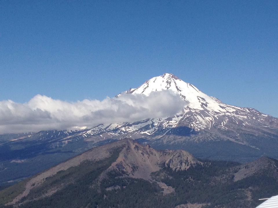 Mount Shasta, a 14,000-feet peak in California, stands out on the first day of the Air Race Classic.