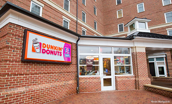Liberty University's Residential Commons I, complete with a Dunkin' Donuts/Baskin-Robbins.