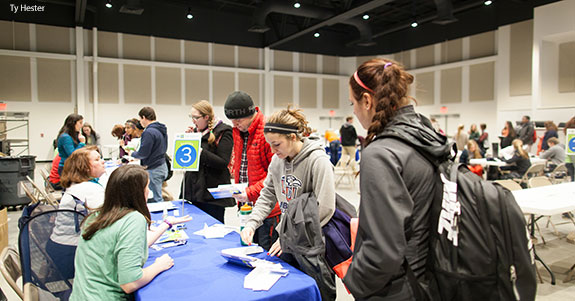 Students turn out for a Be The Match Bone Marrow Registry Drive at Liberty University.