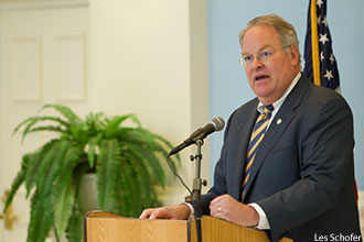 Virginia Secretary of Health and Human Resources Bill Hazel speaking at Liberty University.