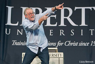 Bob Goff delivered an animated message at Liberty University.