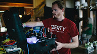 Ten Liberty University students and graduates provided technical assistance on the set.