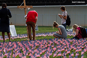Liberty students pray as they remember 9/11.
