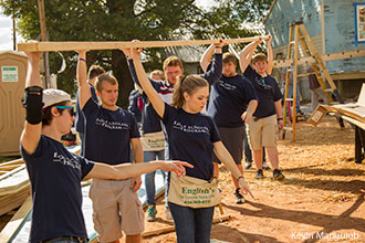Liberty University Eagle Scholars help build homes with Habitat for Humanity.