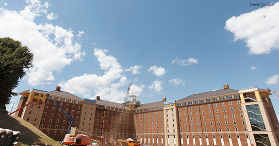 Liberty University's new high-rise residence hall nears its final stages of construction.