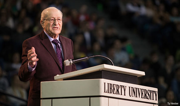 Irving Roth speaks at Liberty University Convocation on Feb. 24, 2014.