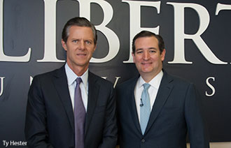Liberty University President Jerry Falwell with Senator Ted Cruz.