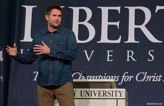 Kyle Idleman speaks at Liberty University Convocation.