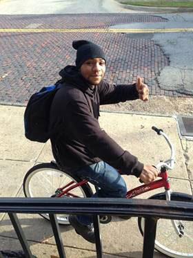 A man receives a donated bicycle at the Lynchburg Daily Bread.