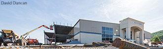 An exterior look at the ongoing renovations on the LaHaye Ice Center.